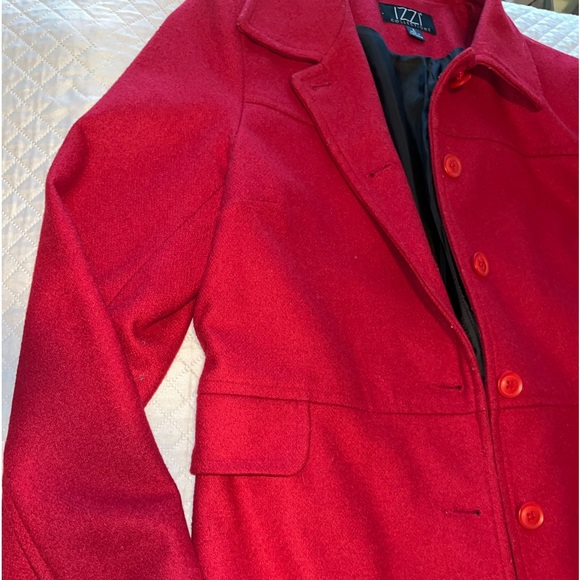IZZI Collections Red Coat Jacket Tailor Fit size L Wool Blend - Picture 2 of 8